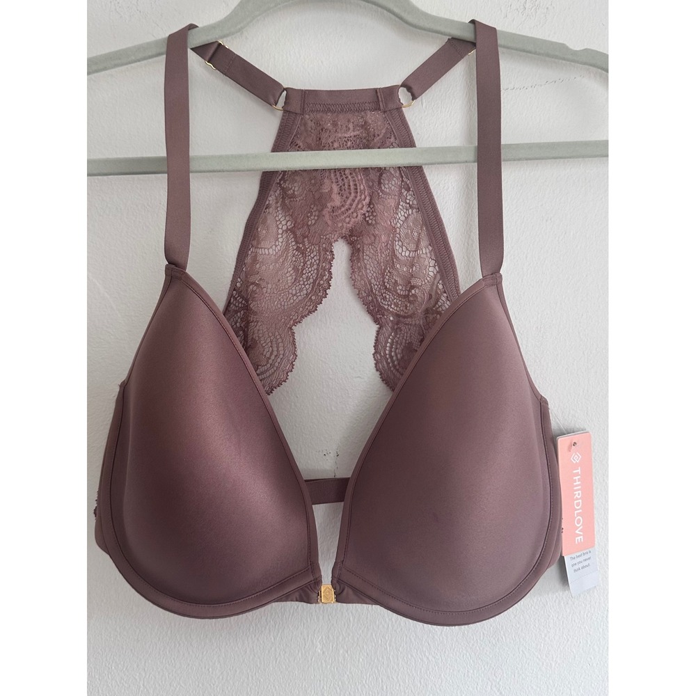 ThirdLove NWT Lace Racerback Front Closure Bra Mauve Pink 34F 36E 32G